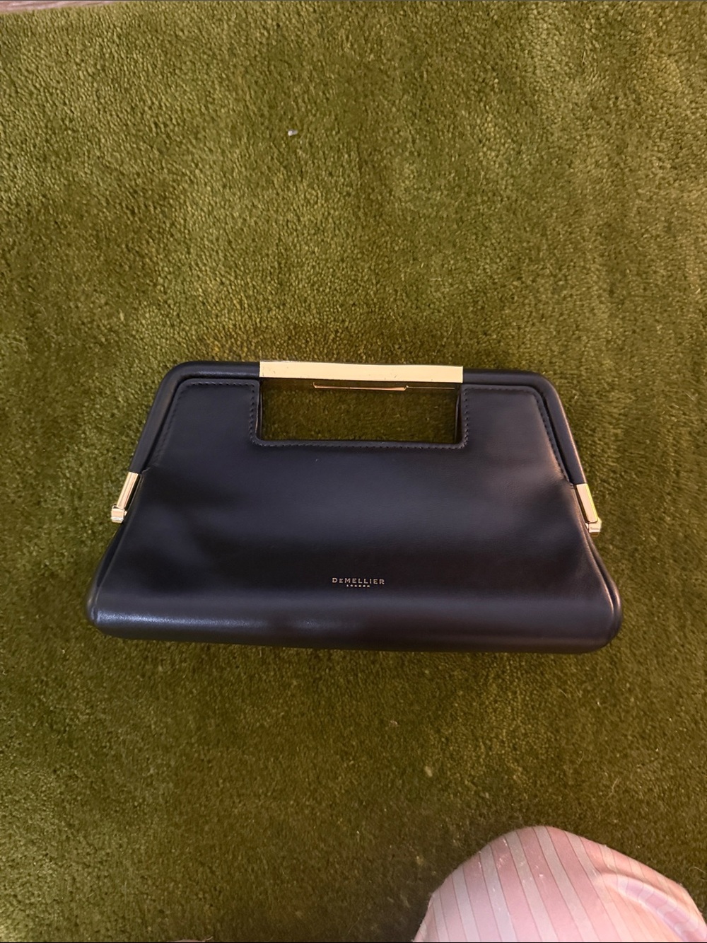 DeMellier Black Leather Clutch with Gold Hardware